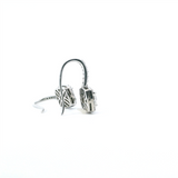 Classic & Contemporary 14K Gold White 2.17 Carats Total Weight Cushion & Round Diamond Dangle Earrings