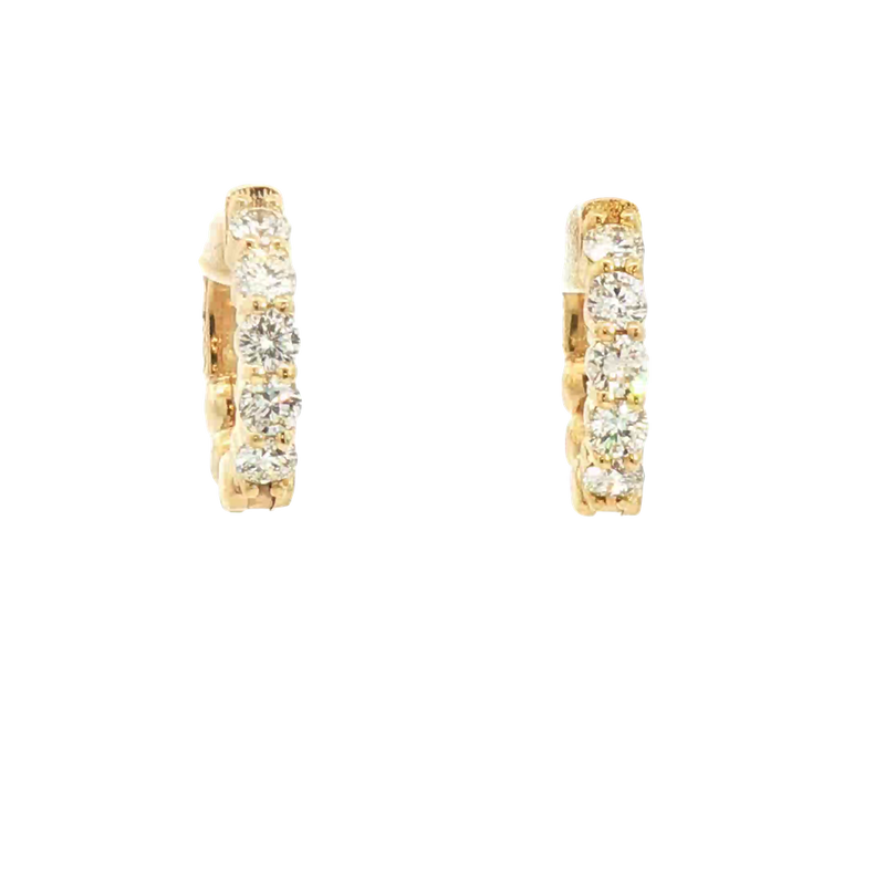 Classic & Contemporary 18K Yellow Gold 1.0 Carat Diamond Small Hoop Earrings