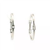 Classic & Contemporary 18K White Gold 1.05 Carats Total Weight Baguette & Round Diamond Inside Out Medium Hoop Earrings