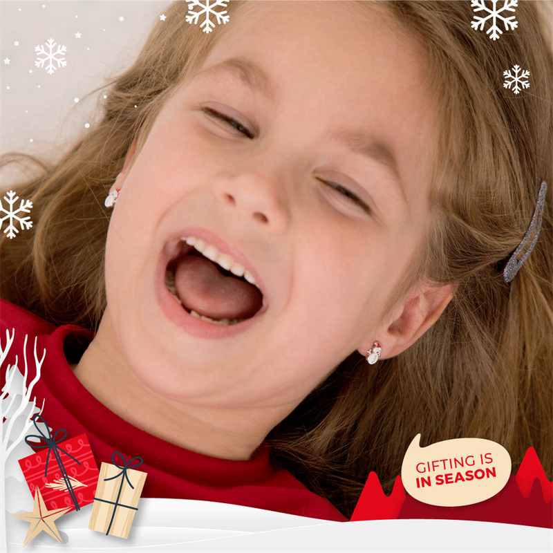 Sterling Silver Christmas Snowman Enamel Earrings For Children