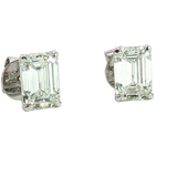 Classic & Contemporary 14K White Gold Lab-Grown 2.06 Carats Emerald Cut Diamond Stud Earrings