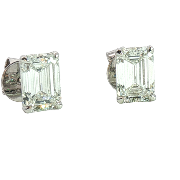 Classic & Contemporary 14K White Gold Lab-Grown 2.06 Carats Emerald Cut Diamond Stud Earrings