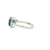 Bold & Elegant 18K Gold White Diamond Halo Ova Blue Tourmaline Fashion Ring - Oval Tourmaline 2.68 Carats & Diamond 0.22 Carats