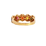 Bold & Elegant 14K Yellow Gold Oval Cut 2.78 Carats Mulit Colored Sapphires &  0.34 Carats Diamond Halo Ring