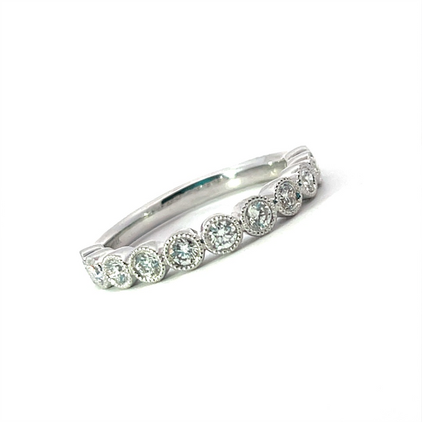 White 14 Karat Gold 1/2 Carats Diamond Milgrain Anniversary Band