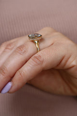 14K Gold Yellow Hidden Halo Oval Lab Grown Diamond Bezel Engagement Ring - Lab-Grown 3.24 CTW Diamond