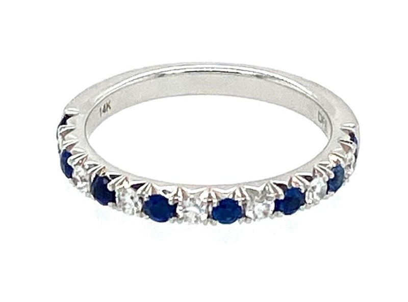 White 14 Karat Gold 0.30 Carats Sapphires & 0.25 Carats Diamonds Stackable Ring