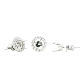 Classic & Contemporary 18K White Gold 0.45 Carats Diamond Semi Mount Stud Earrings & Halo Jackets