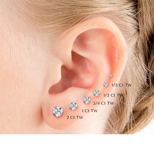 Classic & Contemporary 14K Gold White Natural 1/3 Carats Diamond Diamond Stud Earrings