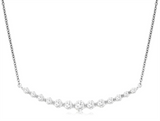 Elegant Diamond Necklaces 14K White Gold 0.31 Carats Diamond Curved Bar Necklace - 18 Inch