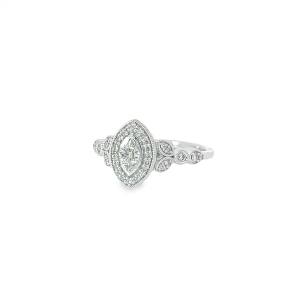 14K Gold White Halo Round Diamond Engagement Ring - 0.33 CTW Diamond