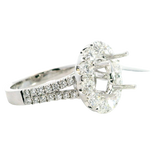 Elegant Diamond Mountings 18K White Gold 2.5 Carats Round Diamond Halo Semi Mount Ring -  1.77 Carats