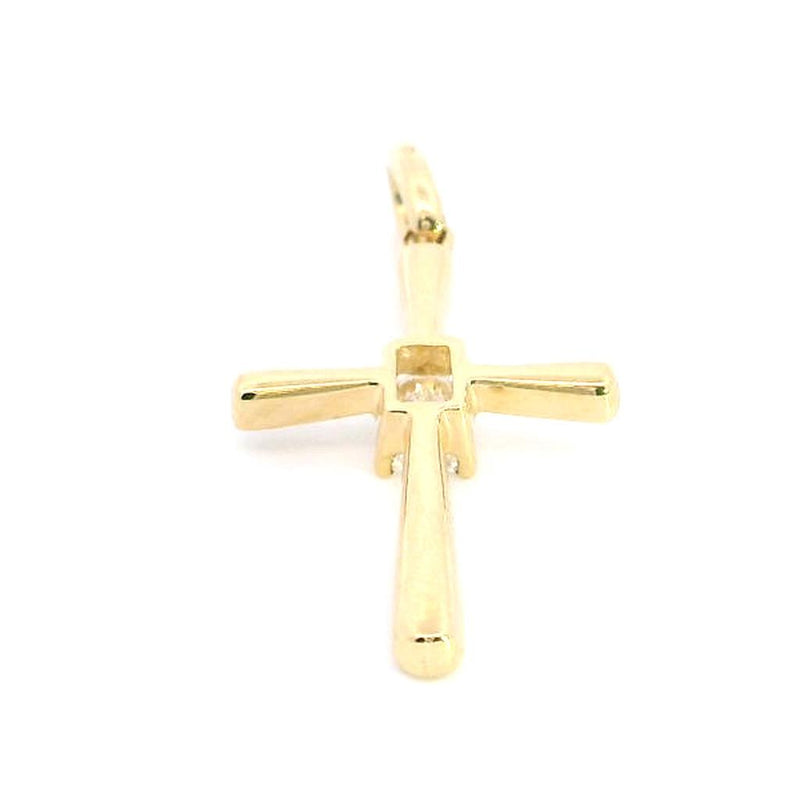 Elegant Diamond Necklaces & Pendants 18K Yellow Gold Emerald Cut 0.23 Carats Diamond Medium Cross Pendant