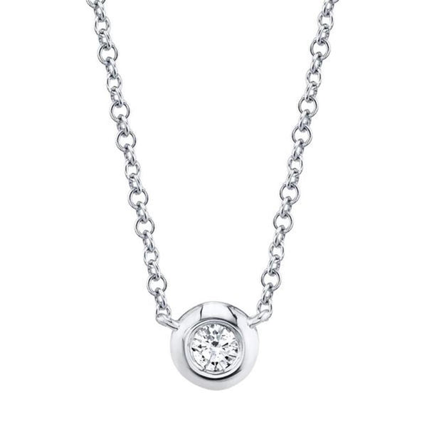 White 14 Karat Gold 0.05 Carats Diamond Bezel Necklace