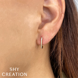 Classic & Contemporary 14K Yellow Gold 0.08 Carats Diamond Oval Hoop Earrings