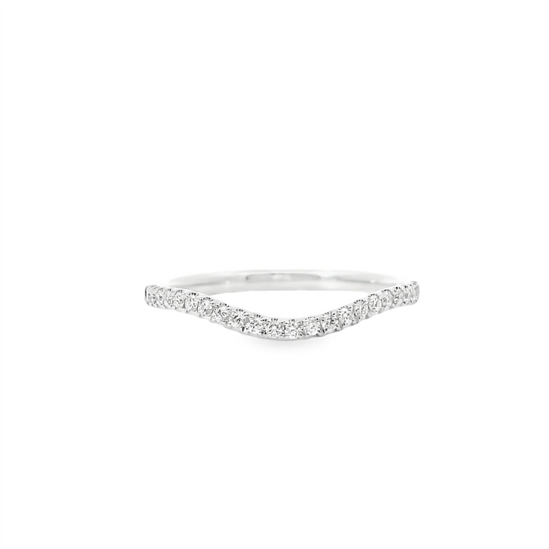 Elegant Diamond Bands 14K Gold White Contoured 0.15 Carats Diamond Anniversary Band