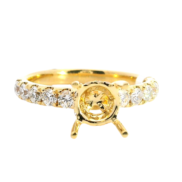 Elegant Diamond Mountings 18K Yellow Gold 1.50 Carats Round Setting -  0.63 Carats Diamond Ring