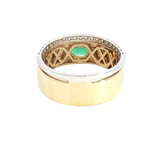 Bold & Elegant 14K Yellow & White Gold 0.22 Carats Emerald & 0.234 Carats Diamond Ring
