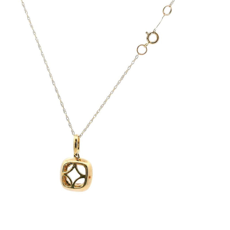 Vibrant 14K Gold Yellow 1.25 Carats Morganite & 0.08 Carats Diamond Halo Color Stone Pendant Necklace, 18 inch