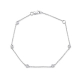 Sophisticated & Timeless Diamond Bracelets 14K White Gold 0.13 Carats Diamond Station Bracelet - 7 Inch
