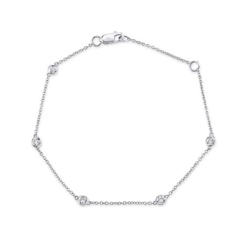 Sophisticated & Timeless Diamond Bracelets 14K White Gold 0.13 Carats Diamond Station Bracelet - 7 Inch