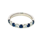 Bold & Elegant 18K White Gold 0.66 Carats Blue Sapphire & 0.45 Carats Diamond Stackable Band