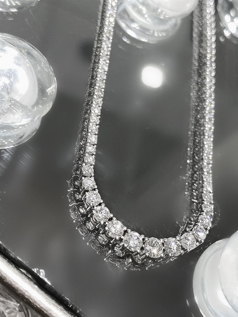 Elegant Diamond Necklaces 18K Gold White 5.95 Carats Graduating Diamond Riviera Tennis Necklace - 17 Inch
