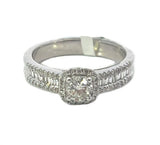 14K Gold White Halo Round Diamond Engagement Ring - 0.83 CTW Diamond