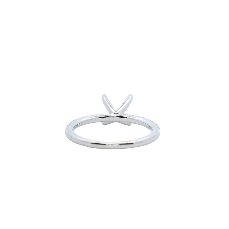 14K Gold White Stackable Round Diamond Accented Engagement Ring - 0.13 CTW Diamond