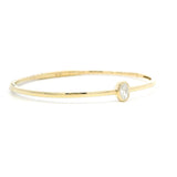 Sophisticated & Timeless Diamond Bracelets 14K Gold Yellow & Titanium Flexible Oval Bezel Diamond Bangle Bracelet - 0.39 CTW, Size 6.75 Inch