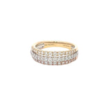 Elegant & Trendy 14K Gold Tri-Color 0.80 Carats Diamond Accented Triple Row Fashion Band