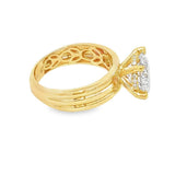 Elegant Diamond Mountings 14K Yellow Gold Round Cut Cubic Zirconium & 0.07 Carats Diamond Hidden Halo Engagement Ring