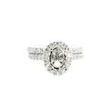18K White Gold Halo 0.91 Carats Diamond Halo Wedding Set - Semi Mount 0.58 Carats Engagement Ring & Matching 0.33 Carats Wedding Band