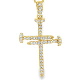 Elegant Diamond Necklaces & Pendants 18K Yellow Gold 0.37 Carats Diamond Nail Cross Pendant