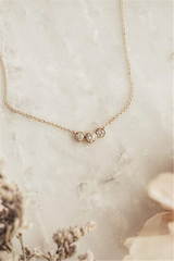 Elegant Diamond Necklaces 14K Gold Yellow 0.22 Carats 3 Stone Bezel Diamond Pendant Necklace - 18 Inch