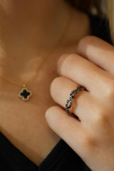 Elegant & Trendy 14K Yellow  Gold 0.73 Carats Black Diamond Braided Ring