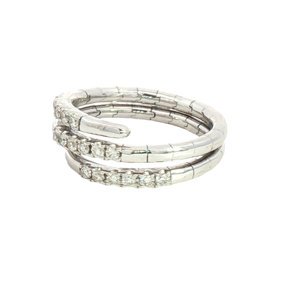 Elegant & Trendy 14K White Gold 0.40 Carats Diamond Flexible Bypass Ring