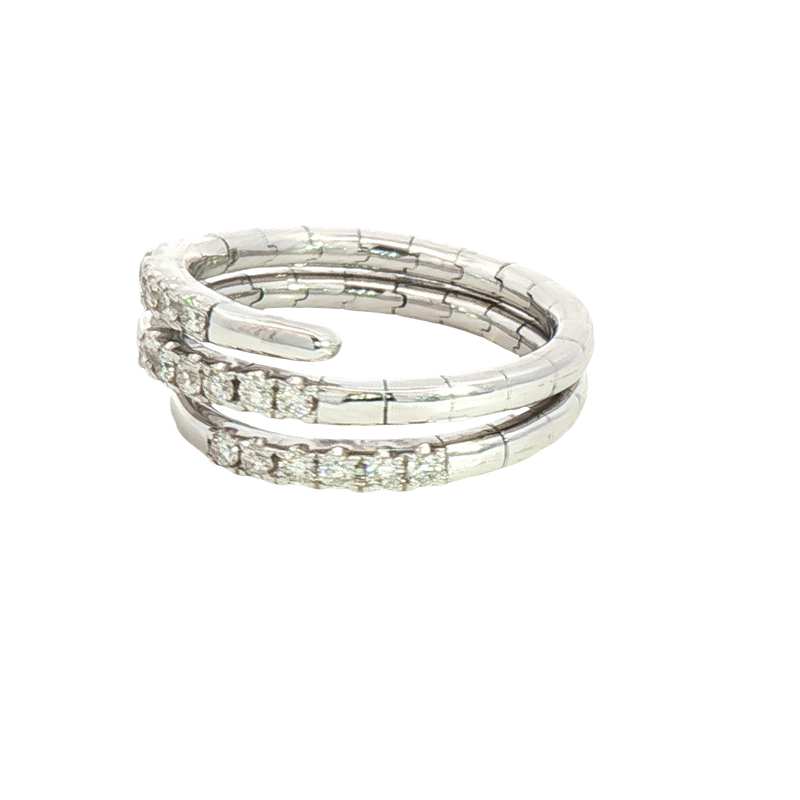 Elegant & Trendy 14K White Gold 0.40 Carats Diamond Flexible Bypass Ring