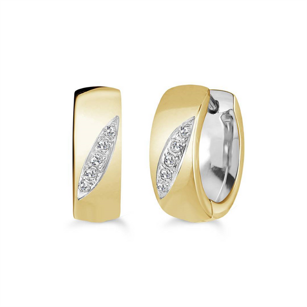 Yellow Gold IP Stainless Steel CZ Huggie Earrings