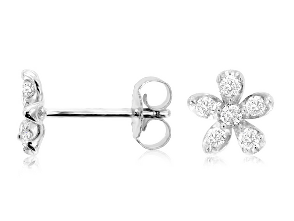White 14 Karat Gold 1/4 Carats Diamond Stud Earrings