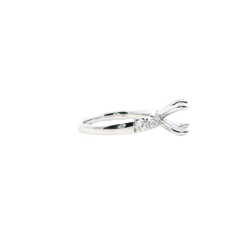 14K White Gold Diamond Semi-Mount Ring, 8MM Round Center, 0.34ctw Accents