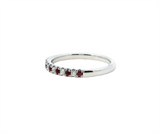 Bold & Elegant 14K Gold White Color Stone Fashion Rings - 14K  White Gold 0.17 Carats Ruby & 0.11 Carats Diamond Stackable Band