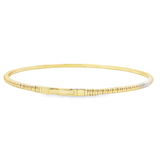 Sophisticated & Timeless Diamond Bracelets 14K Gold & Titanium Yellow Ribbed & Diamond Flexible Bangle Bracelet - 0.46 CTW, Size 6.75 Inch