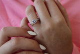 18K Two-Toned White & Rose Gold 0.32 Carats Diamond Diamond Accented Split-Shank Engagement Ring
