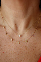 Vibrant Colored Stone Necklaces 14K Yellow Gold 0.40 Carats Multi Colored Sapphire Drop Necklace - 18 Inch