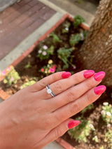 Elegant Diamond Mountings 14K Gold White Hidden Halo Round Engagement Ring - 0.35 Carats Accent Diamonds