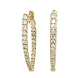 Classic & Contemporary 18K Yellow Gold 1.13 Carats Diamond Pointed Oval Inside Out Hoop Earrings