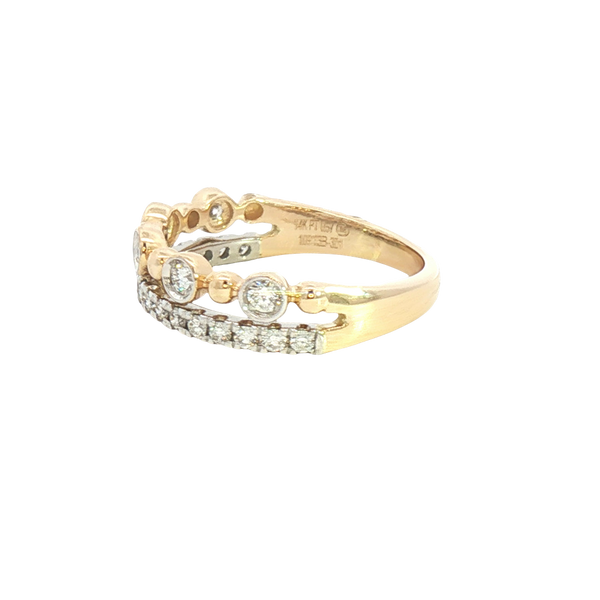 Elegant & Trendy 14K Yellow & White Gold 0.47 Carats Diamond Duo Stack Band
