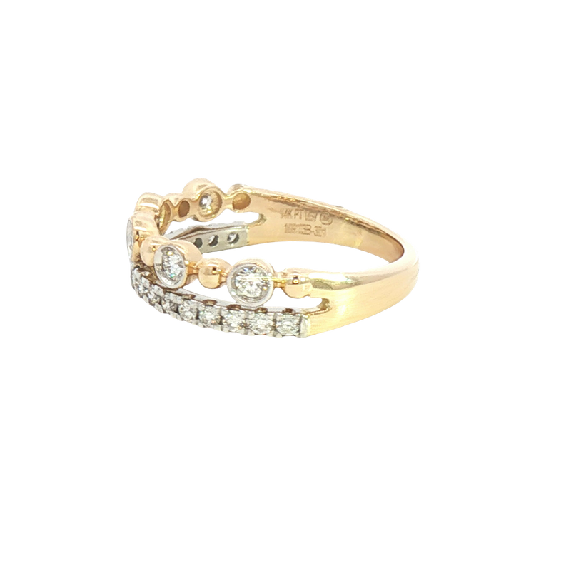 Elegant & Trendy 14K Yellow & White Gold 0.47 Carats Diamond Duo Stack Band