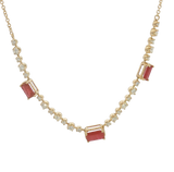 Vibrant Colored Stone Necklaces 14K Yellow Gold 1.40 Carats Ruby & 0.50 Carats Diamond Flexible Bar Necklace - 18 Inch